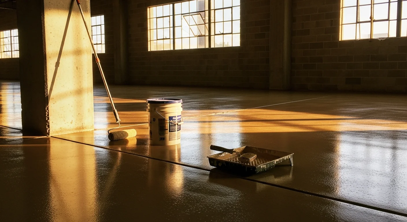 Epoxy floor coating applied to commercial garage floor