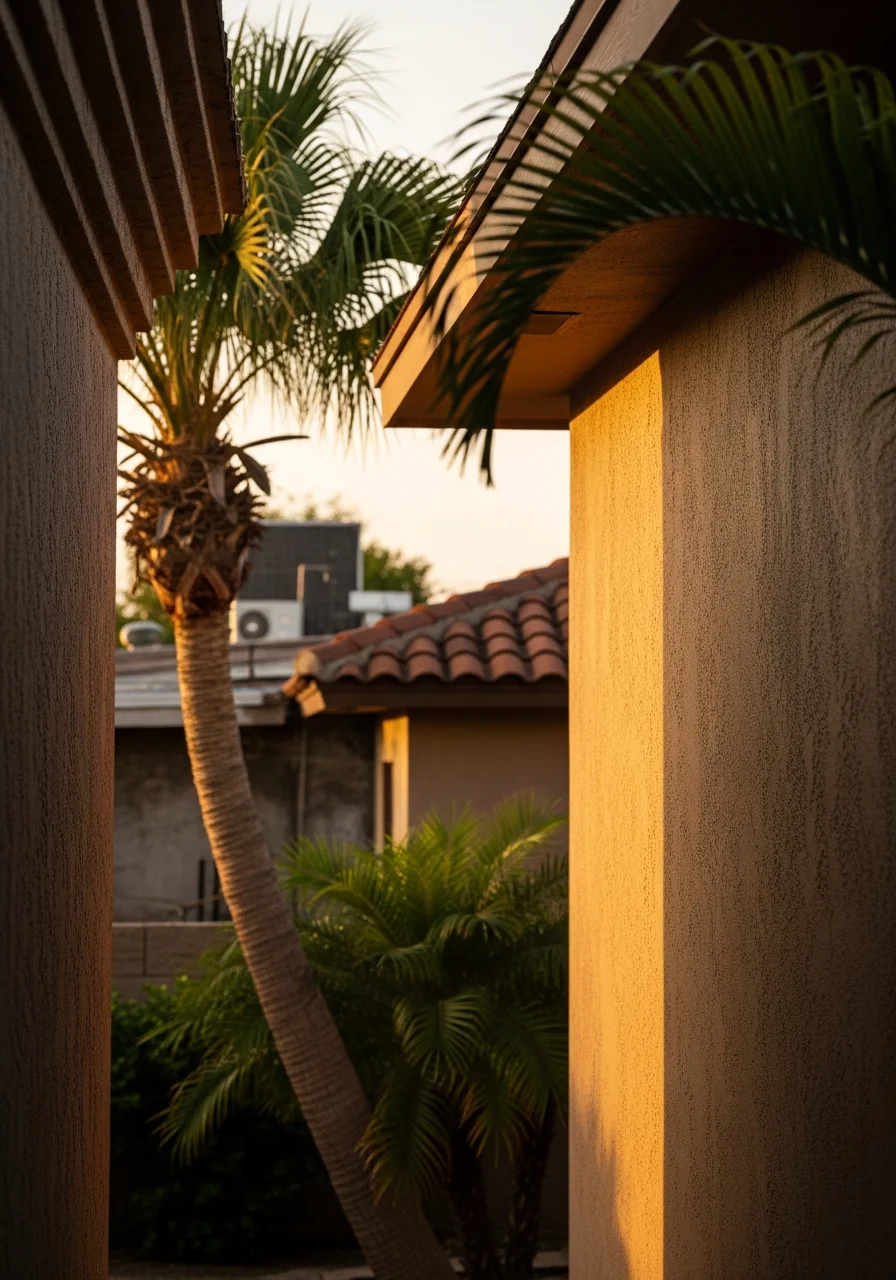 Detail of quality workmanship on a Brownsville property with palm trees and local architecture visible.